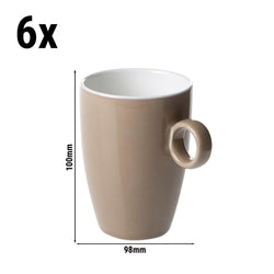 (6 sztuk) BART COLOUR CAFE - Filiżanka do kawy - 230ml - Brązowa