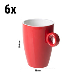 (6 sztuk) BART COLOUR CAFE - Filiżanka do kawy - 230ml - Czerwona