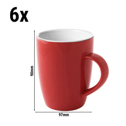(6 sztuk) COLORS - Filiżanka do kawy - 180 ml - Czerwona