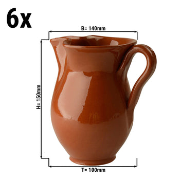 (6 sztuk) CLASSICO - Dzbanek do tapas - 500 ml - Brązowy - Prime Gastro