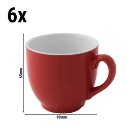 (6 sztuk) COLORS - Filiżanka do kawy - 140 ml - Czerwona
