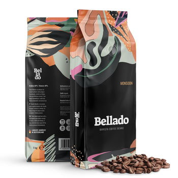 BELLADO | Kawa ziarnista "Monsoon" - 12x 1kg - 60% Arabica i 40% Robusta - Prime Gastro