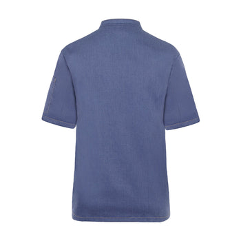 KARLOWSKY | Dżinsowa Bluza kucharska z krótkim rękawem - w stylu Vintage Niebieski - Rozmiar: 58 - Prime Gastro