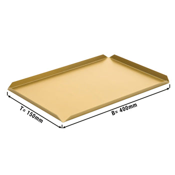 (5 szt.) Aluminiowa taca cukiernicza & prezentacyjna - 400x150x10mm - szampańska - Prime Gastro