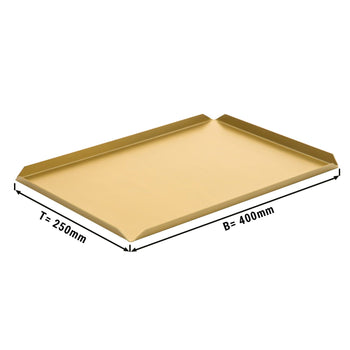 (5 szt.) Aluminiowa taca cukiernicza & prezentacyjna - 400x250x10mm - szampańska - Prime Gastro