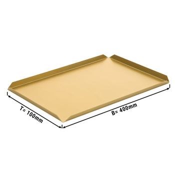 (5 szt.) Aluminiowa taca cukiernicza & prezentacyjna - 400x100x10mm - szampańska - Prime Gastro