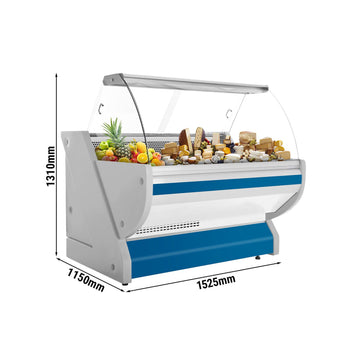 Lada chłodnicza - 1500 mm - z podświetleniem - panel przedni w kolorze niebieskim - Prime Gastro