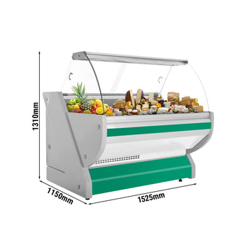 Lada chłodnicza - 1500 mm - z podświetleniem - panel przedni w kolorze zielonym - Prime Gastro