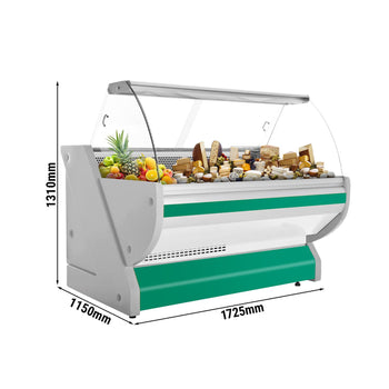 Lada chłodnicza - 1700 mm - z podświetleniem - panel przedni w kolorze zielonym - Prime Gastro