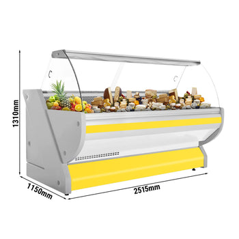 Lada chłodnicza - 2500 mm - z podświetleniem - panel przedni w kolorze żółtym - Prime Gastro