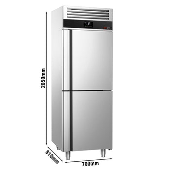 Szafa chłodnicza ze stali nierdzewnej PREMIUM - GN 2/1 - 700L - 700x810mm - 2 drzwi - chłodzenie wentylowane; LED