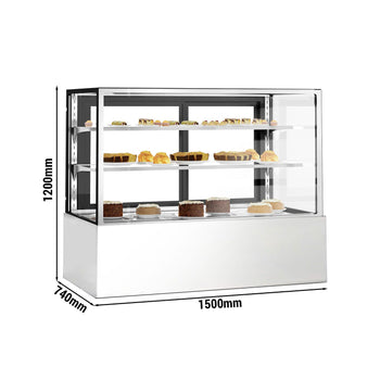 Witryny ekspozycyjne na ciasta - 1500 mm - z oświetleniem LED & 2 półkami - Prime Gastro