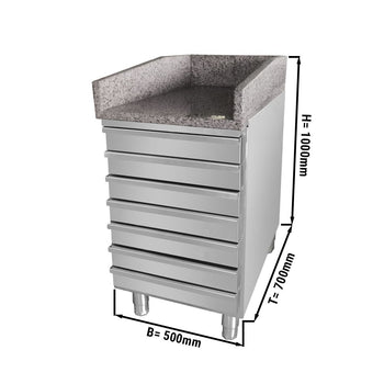 Kasa ze stali nierdzewnej i 7 szuflad - 0,5 x 0,7 m - Prime Gastro