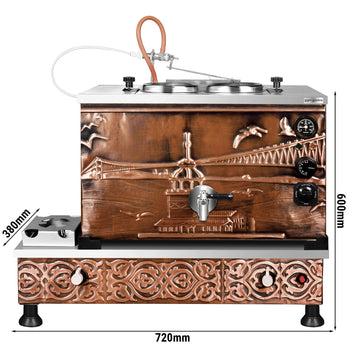 Gazowy & elektryczny miedziany czajnik do herbaty - 770 mm - 22 litry - Istanbul Design - Prime Gastro