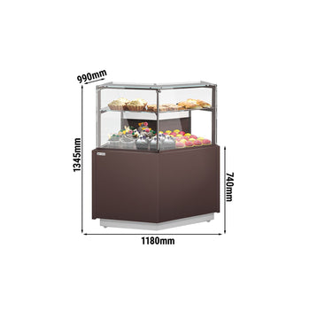 Narożna witryna cukiernicza - 1050 mm - 2 półki - Prime Gastro