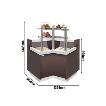 Narożna witryna cukiernicza - 1050 mm - 2 półki - Prime Gastro