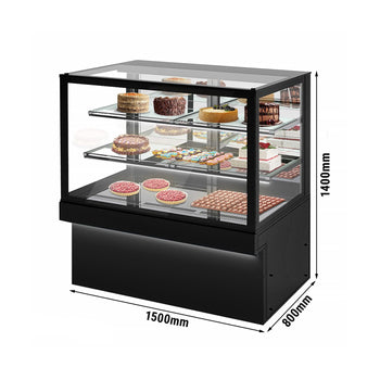 Witryna na ciasto TORONTO - 1500 mm - czarny front - oświetlenie LED - 3 półki - Prime Gastro