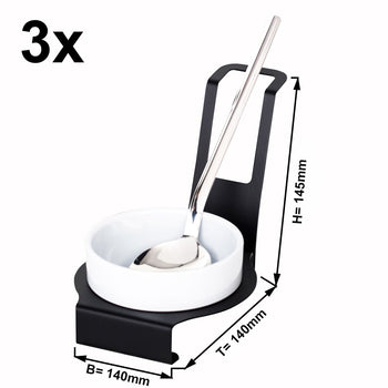 (3 szt.) podstawka pod łyżkę - okrągła - czarna