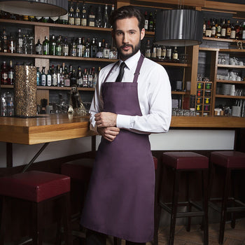 (6 szt) KARLOWSKY | Fartuch na szelkach Basic - kolor Oberżyna - Prime Gastro