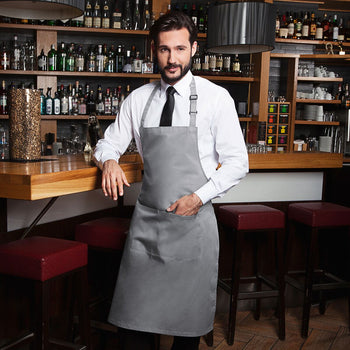 (6 sztuk) KARLOWSKY | Fartuch na szelkach z kieszenią Basic - bazaltowy szary - Prime Gastro