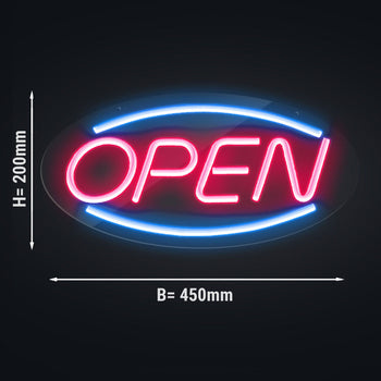 Podświetlany znak LED - OPEN - czerwony/niebieski - 450x220mm - Prime Gastro