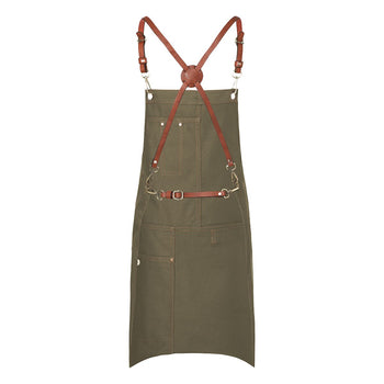 (6 szt.) KARLOWSKY | Fartuch na szelkach Urban X-Style - Khaki - Prime Gastro