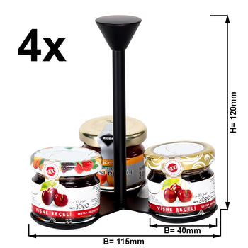 (4 szt.) Stojak do marmolady / Stojak bufetowy - czarny - z 3 półkami