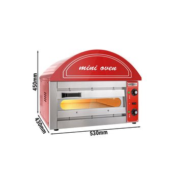 Elektryczny mini piec do pizzy - Czerwony - 1x 34cm - Manualny - Prime Gastro