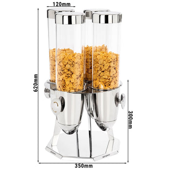 Dozownik do musli & płatków kukurydzianych - poczwórny - obrotowy - Ø 120 mm - srebrny - dozownik obrotowy - Prime Gastro