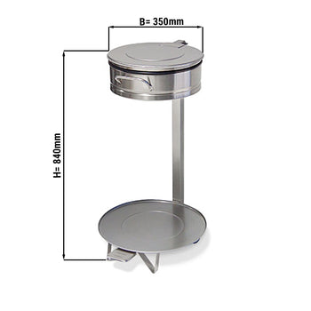 Uchwyt na worek na śmieci - Ø 350 mm - z pedałem nożnym - stal nierdzewna