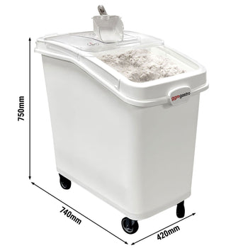 Wózek na mąkę / wózek na składniki - 100 litrów - wykonany z polipropylenu - Prime Gastro