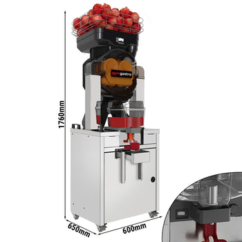 Elektryczna sokowirówka do owoców - z chłodzeniem, automatycznym podawaniem owoców, pojemnikiem na sok i podstawą - czarna - Prime Gastro