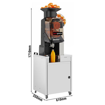 Elektryczna wyciskarka do pomarańczy - z automatycznym podawaniem owoców, trybem czyszczenia & podstawą - czarna - Prime Gastro