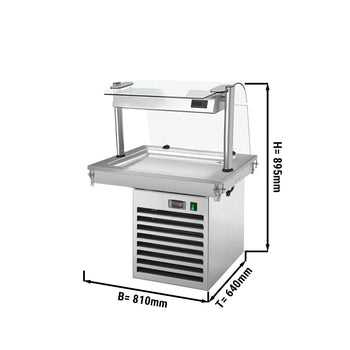 Płyta chłodnicza wbudowana - 0,8m - +2 ~ +8 °C - 2x GN 1/1 - ze szklaną ochroną przed kaszlem - Prime Gastro