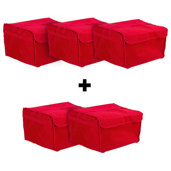 (5 sztuk) Torba na pizzę / izolowana torba - na 8 rodzinnych pizz - 60x40cm - czerwona - Prime Gastro