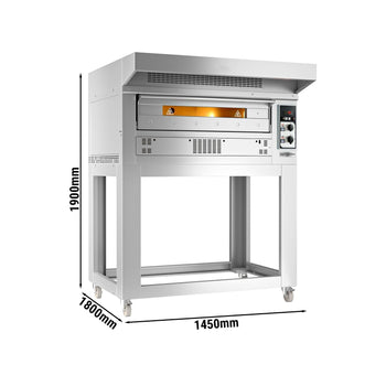Gazowy piec do pizzy - 9 x 33 cm - Manualny - włącznie z okapem & ramą podstawy - Prime Gastro