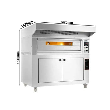 Elektryczny piec do pizzy - 9 x 33 cm - Manualny - włącznie z okapem & garownikiem - Prime Gastro