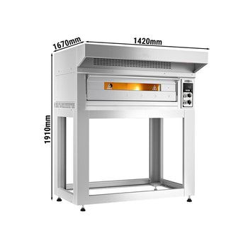 Elektryczny piec do pizzy - 9 x 33 cm - Manualny - włącznie z okapem & ramą podstawy - Prime Gastro