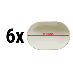 (6 sztuk) TEOS – Talerz/półmisek do kebaba – owalny – długość: 320 mm – kremowy