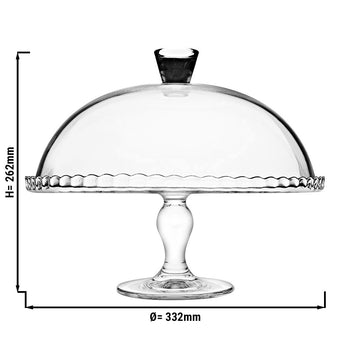 (2 szt.) Talerz na ciasto na nóżce & z szklaną pokrywą - Prime Gastro