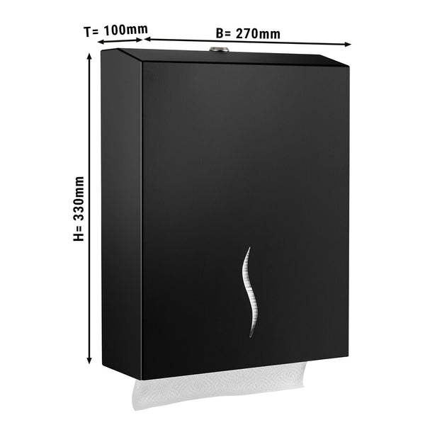 Podajnik ręczników papierowych - na 400 ręczników - stal nierdzewna - czarny