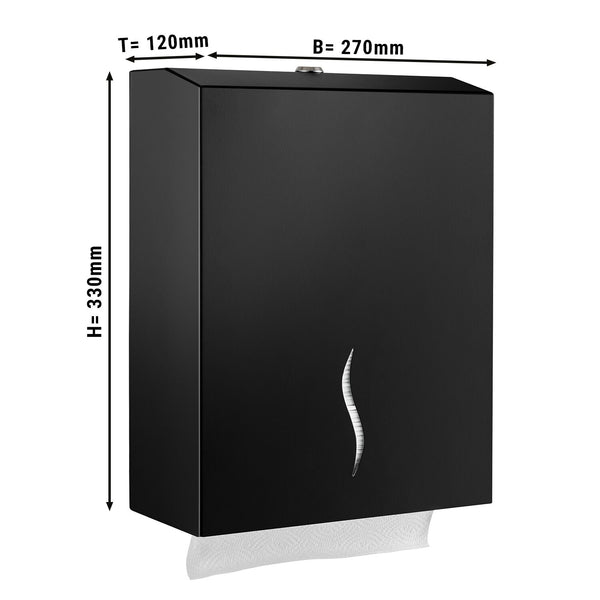 Podajnik ręczników papierowych - na 800 ręczników - stal nierdzewna - czarny