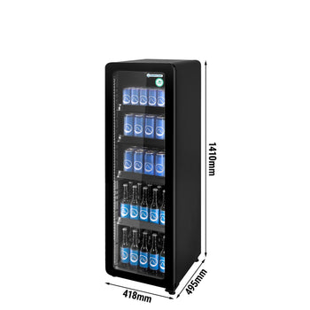 GASTRO-COOL | Chłodziarka do napojów - 135 litrów - wąska - z 1 szklanymi drzwiami - czarna - GCGD135 - Prime Gastro