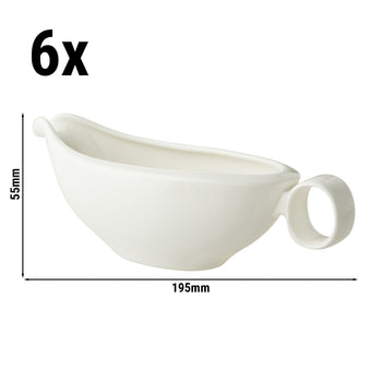 (6 sztuk) LUX - Łódka do sosu Maastricht - 250ml - 195x85mm - kość słoniowa - Prime Gastro