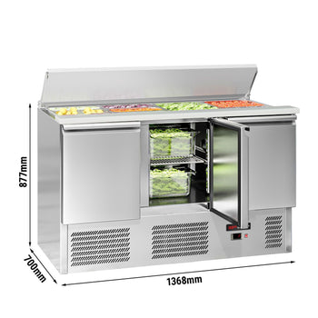 Stół Sałatkowy ECO - 1368 mm - 3 drzwi - Wlot na pojemniki GN - Prime Gastro
