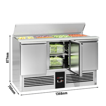 Stół Sałatkowy PREMIUM - 1368 mm - Wlot na pojemniki GN - 3 drzwi - Prime Gastro