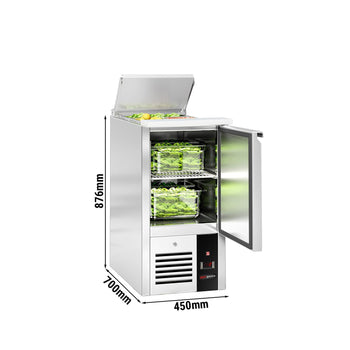 Stół Sałatkowy PREMIUM - 450 mm - Wlot na pojemniki GN - 1 drzwi - Prime Gastro