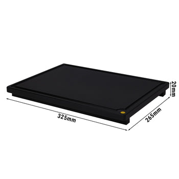 Deska do krojenia z rowkiem na soki – 325 x 265 mm – zgodna z HACCP – czarna - Prime Gastro
