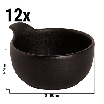 (12 sztuk) Miska Maastricht - z uchwytem - 240 ml - Ø 10 cm - Czarna - Prime Gastro