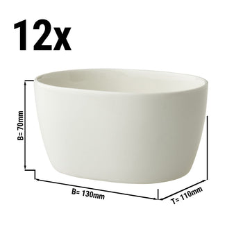 (12 szt.) LUX - Miska owalna Maastricht - 10 cl - 13 x 10 cm - kość słoniowa - Prime Gastro